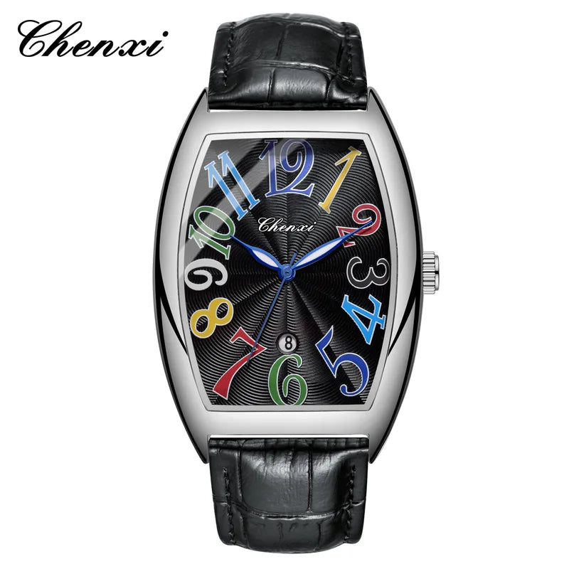 Men's Waterproof Quartz Watch with Leather Strap and Calendar - Multiple Colors