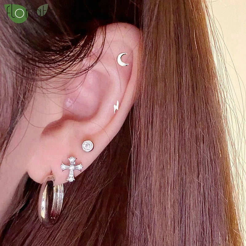 925 Silver Zircon Small Stud Earrings for Women - Hypoallergenic Jewelry Gift