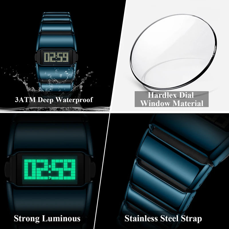 Digital Men’s Waterproof LED Sports Watch with Alarm & Date