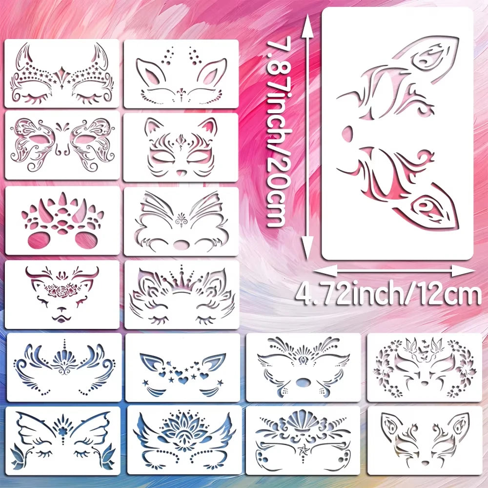 Reusable Face Painting Stencils Kit - Assorted Designs for Kids & Parties