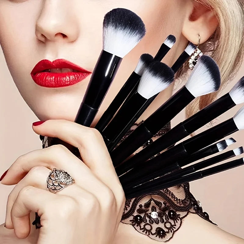 13-Piece Makeup Brush Set with Travel Bag - Synthetic Face & Eye Brushes