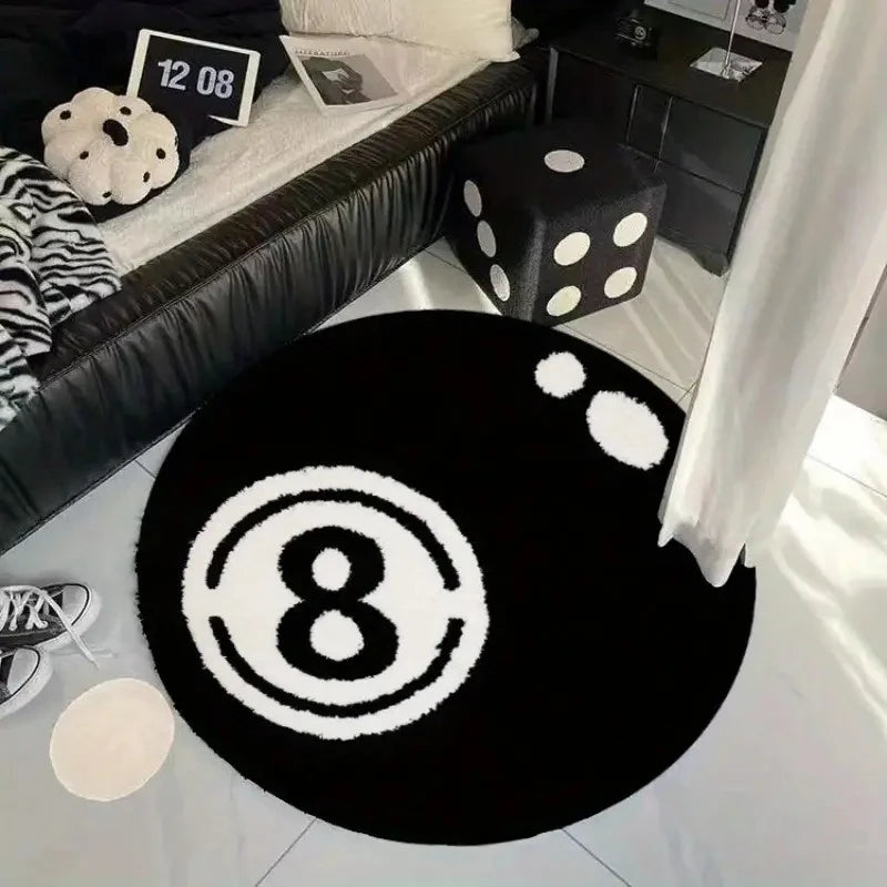 Fuzzy Billiards Carpet Floor Mat - Soft Living Room Rug for Bedroom & Home Decor