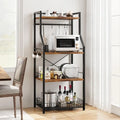 4-Tier Metal Floor Rack with Hooks Multi-Purpose Kitchen & Home Storage Shelf