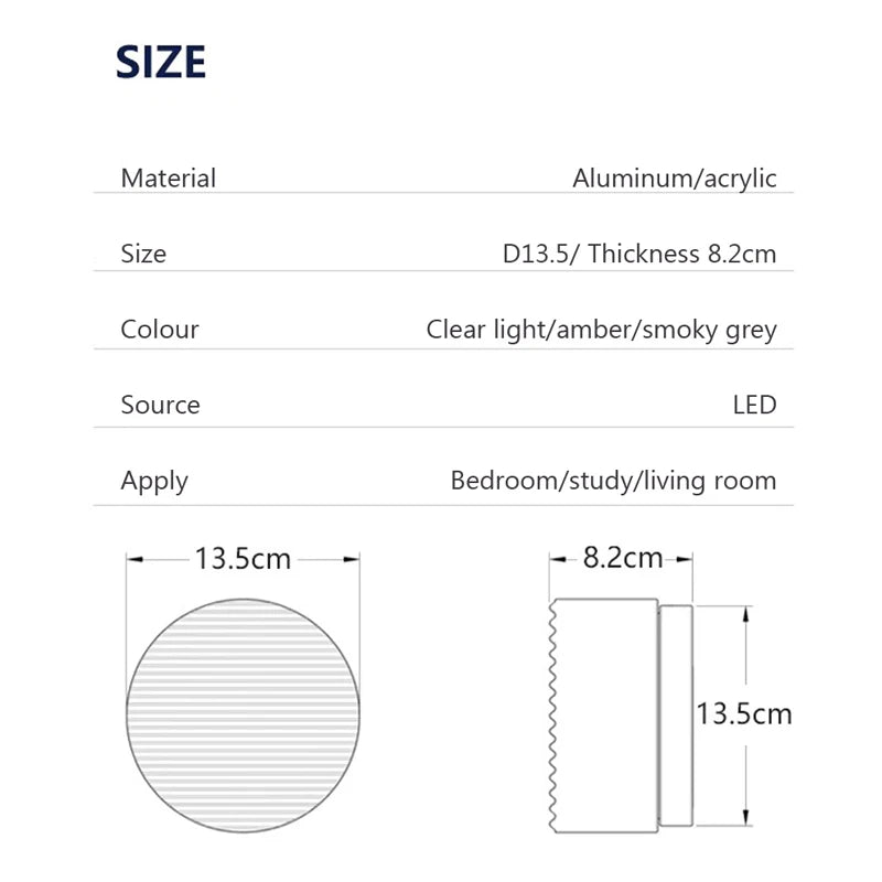 Modern LED Wall Lamp for Living Room Amber & Smokey Grey Wall Sconce Lighting