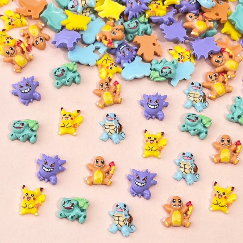 Mini Resin Pokemon Nail Charms Set for Nail Art & Craft Decorations