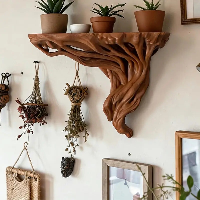 Tree Root Wall Shelf Bohemian Rustic Floating Storage Rack Wall Mount Decor