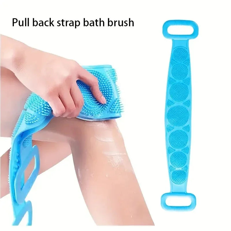 Silicone Body Scrub Brush Exfoliating Shower Sponge Bath Belt - Multi Color
