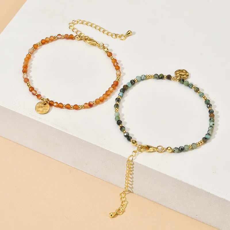 Natural Stone Beaded Bracelet for Women - Colorful Bohemian Friendship Jewelry