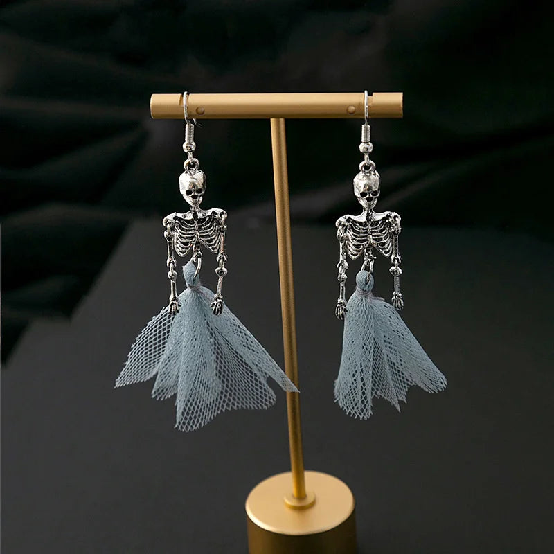 Halloween Skeleton Skull Earrings for Women Punk Style Holiday Jewelry
