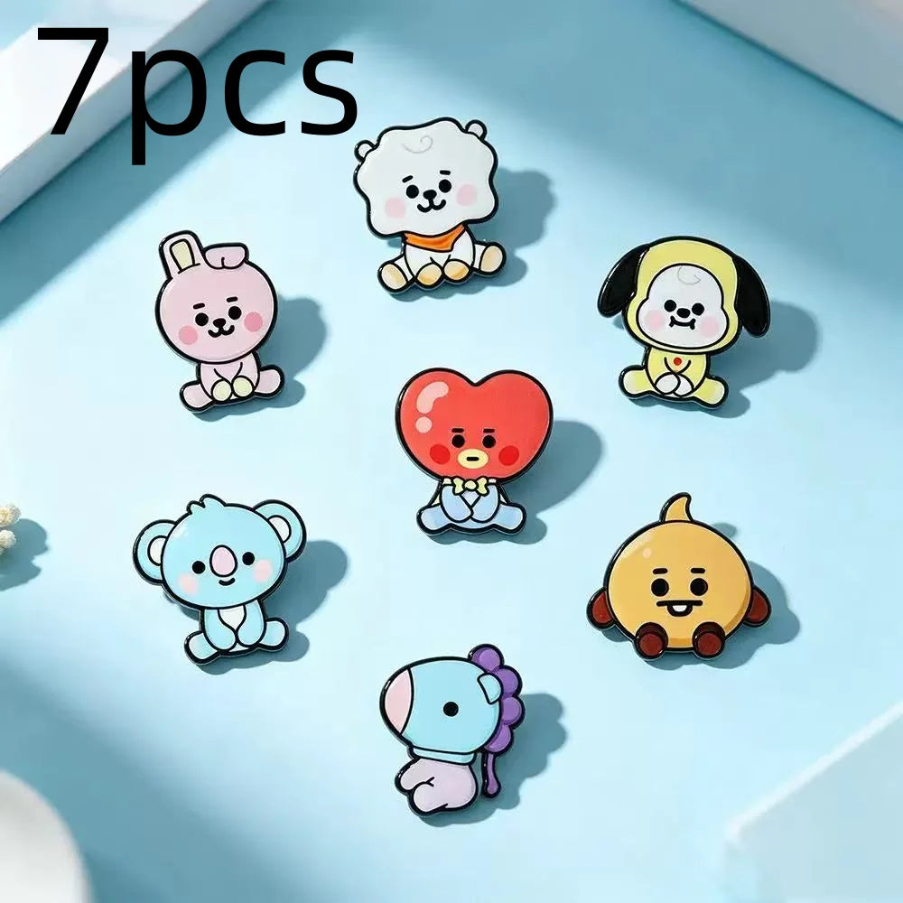 7pcs Cute Anime Figure Enamel Pins Manga Brooches for Lapel Backpack Accessories