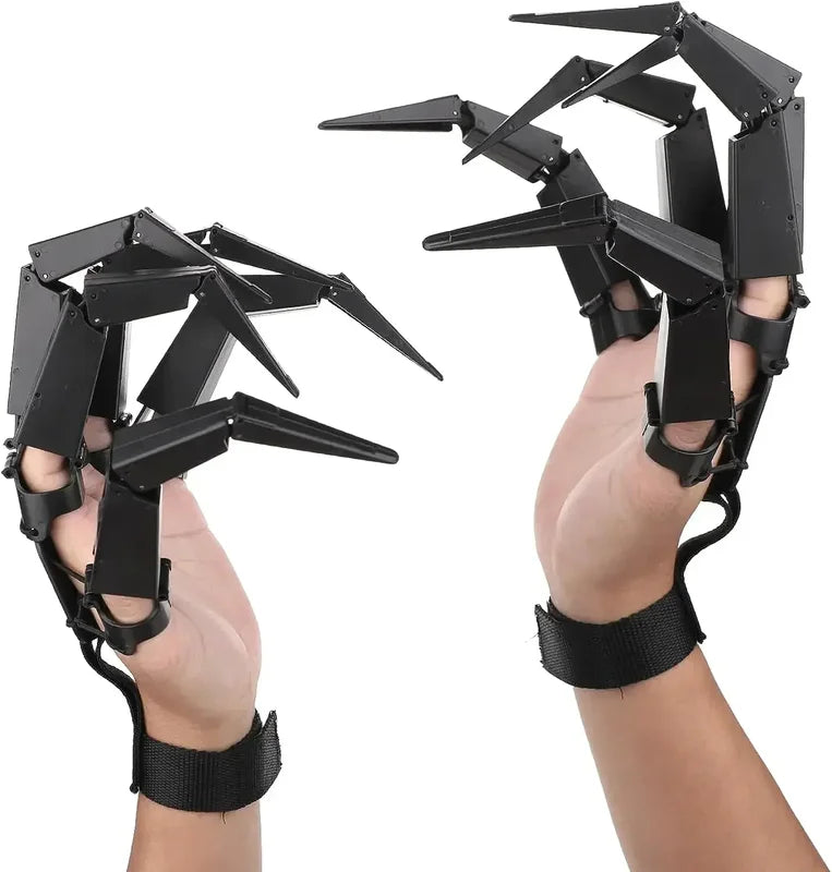 Halloween Articulated Skeleton Hand Prop Scary Fake Finger Gloves for Cosplay & Party Decor