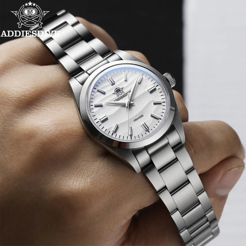 Men's Quartz Watch Bubble Mirror Glass Waterproof 100M Business Dress Watch