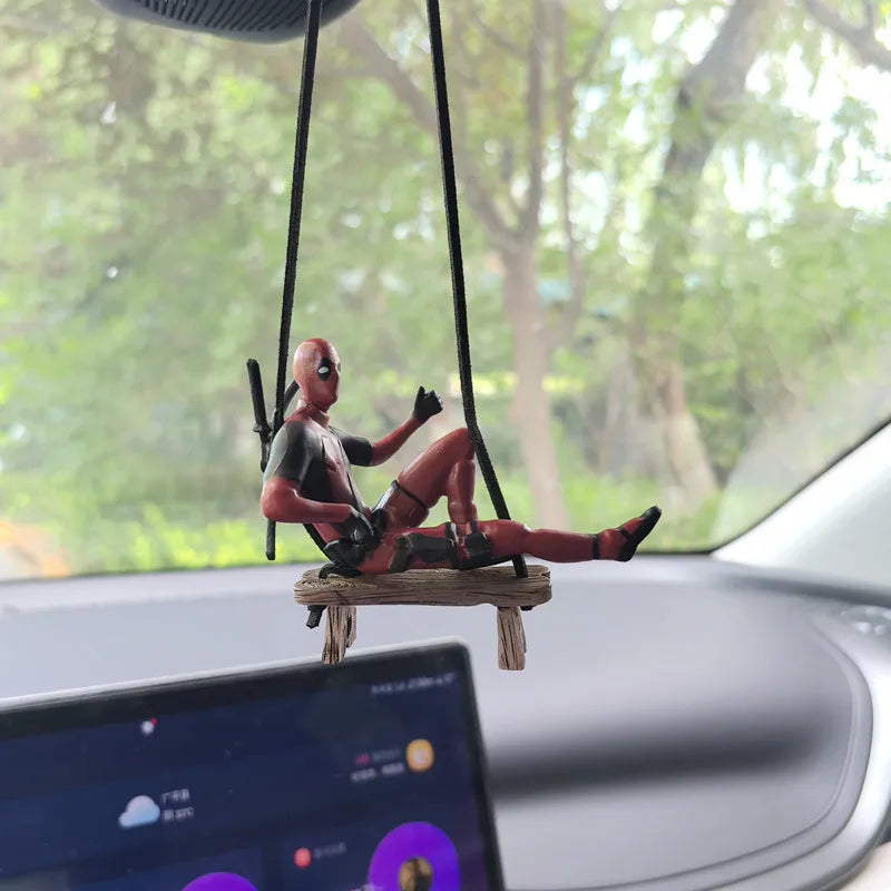 Deadpool Car Rearview Mirror Pendant Mini Action Figure Toy - Fun Car Accessory