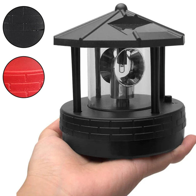 Solar Lighthouse Garden Light Outdoor Waterproof 360° Rotating Lawn Decor