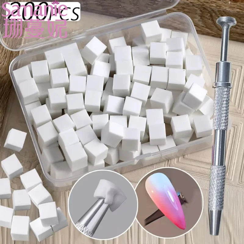 Nail Art Gradient Sponge Set with Grip Tool for Manicure DIY