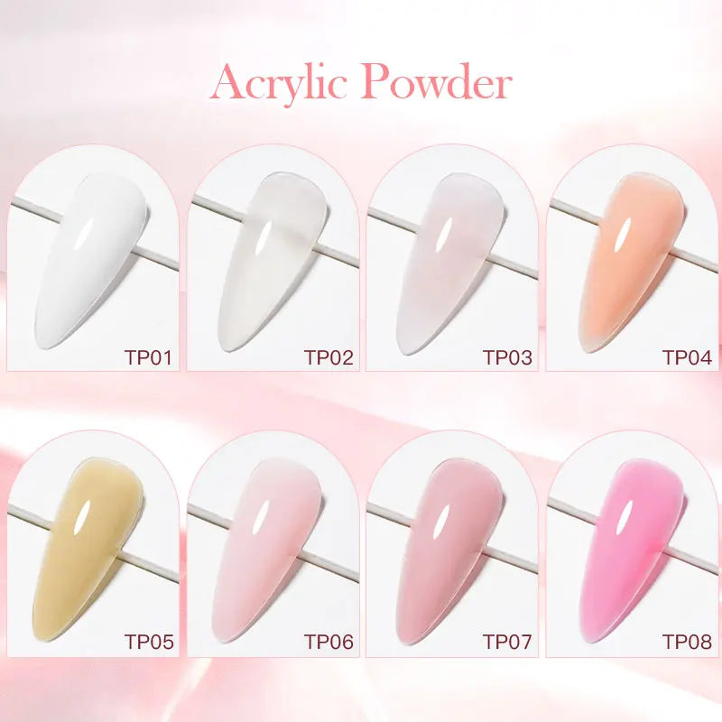 Professional Nail Acrylic Powder & Liquid Set - 8PCS Nail Art Kit with Brush