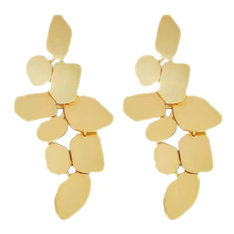 Long Exaggerated Hanging Earrings for Women Multi-Layer Irregular Metal Pendants Jewelry Gift