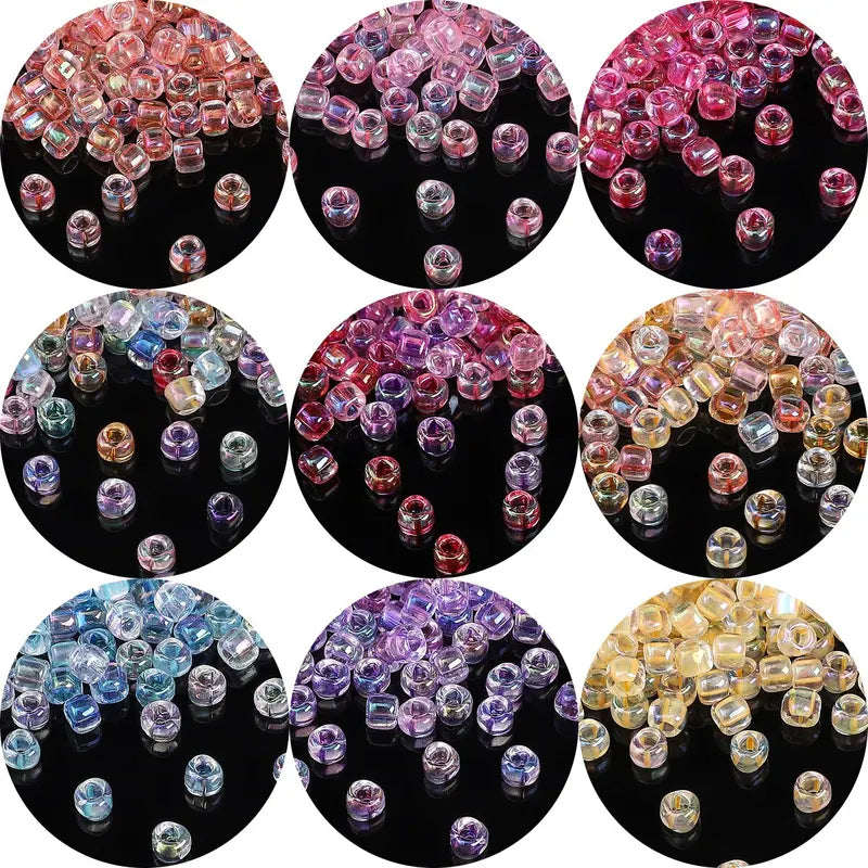 840pcs 4mm Colorful Glass Triangle Beads for Jewelry Making - DIY Craft Supplies