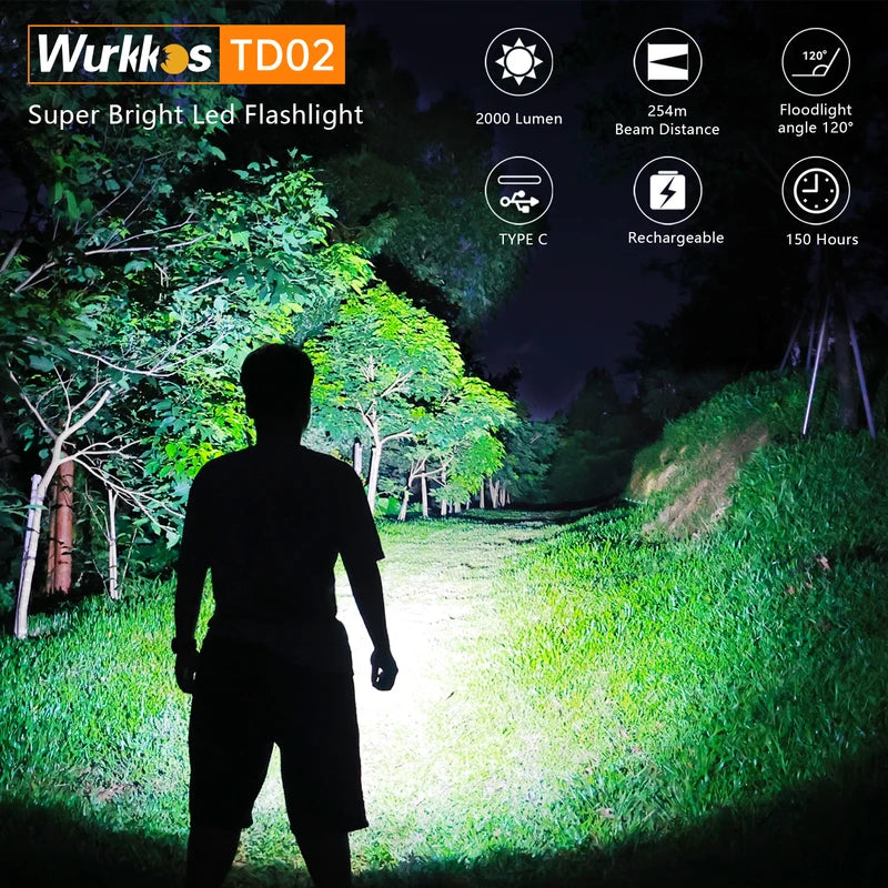 LED Tactical Flashlight 2000 Lumens Rechargeable 18650 Outdoor Camping Hiking