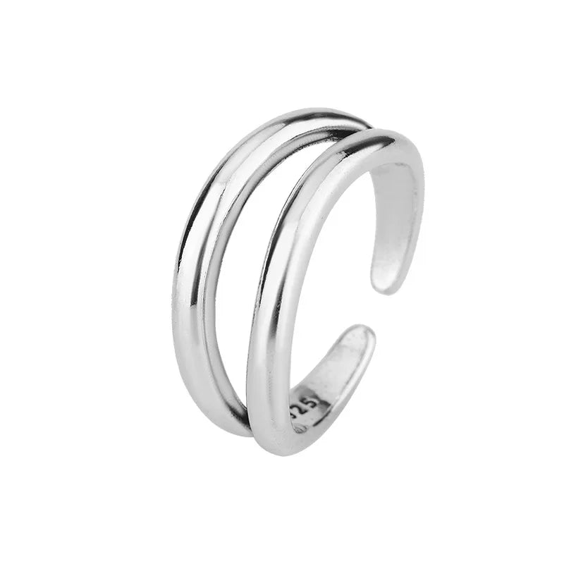 Adjustable Sterling Silver Geometric Ring for Women - Luxury Jewelry