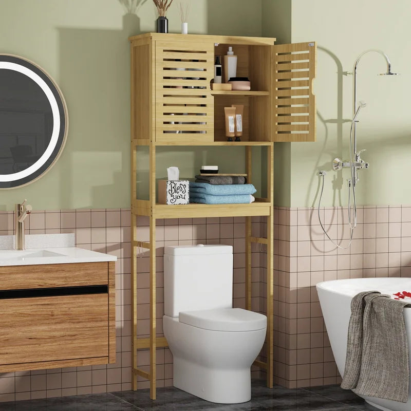 Natural Bamboo Over-the-Toilet Storage Rack 3-Tier Bathroom Organizer Space Saver