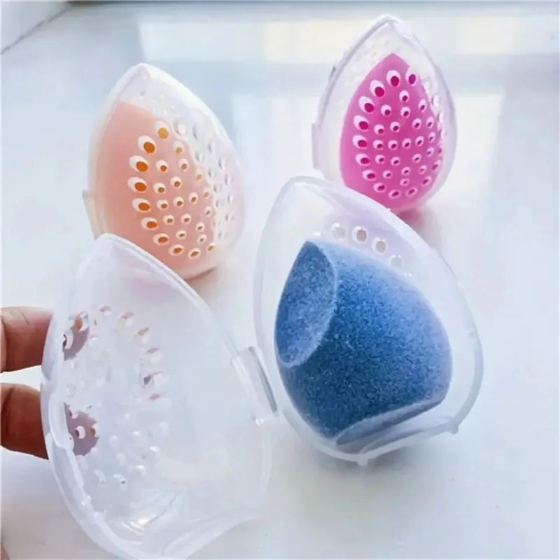 Egg Shaped Makeup Sponge Storage Box Portable Cosmetic Organizer with Lid