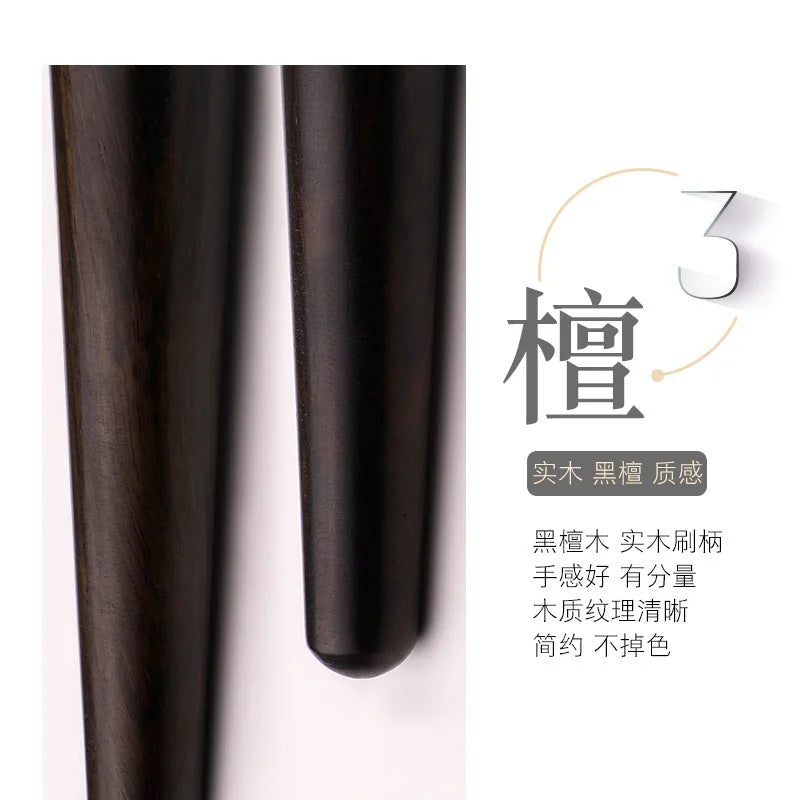 Pro Squirrel Hair Angled Contour Makeup Brush Bevel Blush Bronzer Ebony Handle