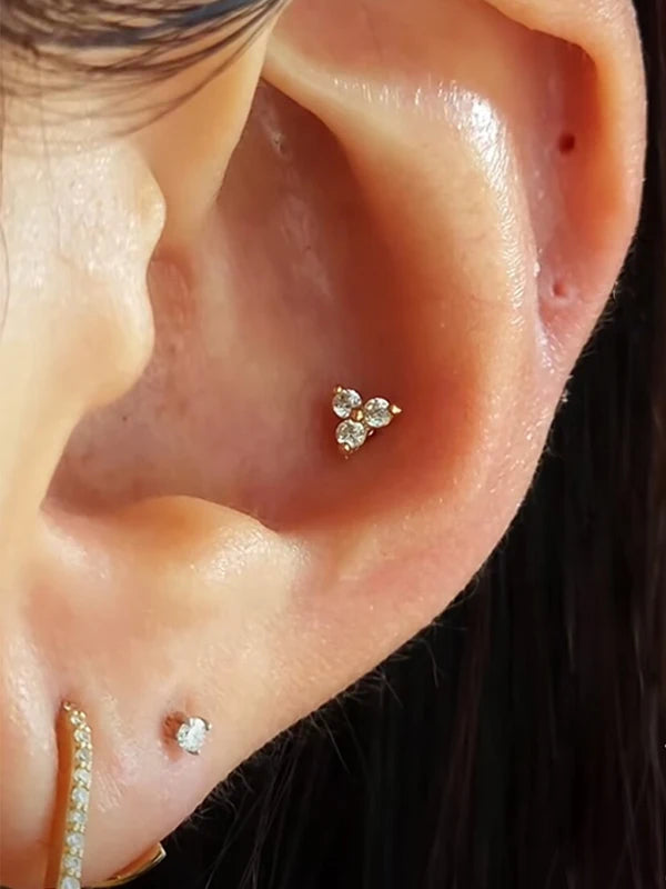 Mini CZ Cartilage Piercing Stud Earrings for Women Girls - Stainless Steel Jewelry
