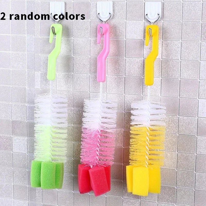 Multi-Purpose Baby Bottle Brush with Long Handle and Sponge for Bottle and Cup Cleaning