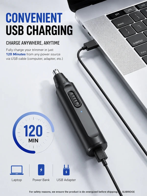 Nose Hair & Ear Trimmer for Facial Hair Removal - Washable & Portable
