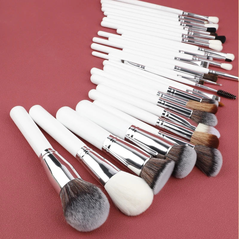 30Pcs Makeup Brush Set Professional Eye Contour Blending Brushes White Handle