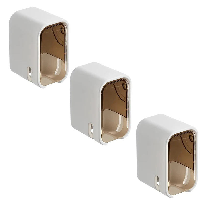 Wall-Mounted Toothbrush Storage Rack Set - Punch-Free Bathroom Organizer, 3 Pack