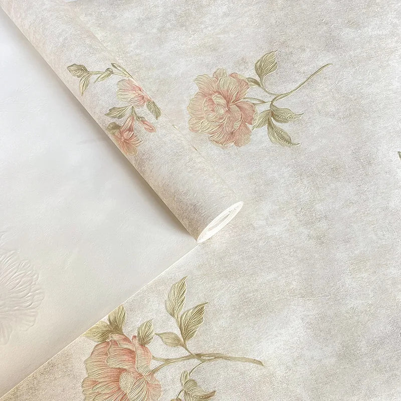 Floral Wallpaper for Home Decor - Small Pastoral Wall Covering for Bedroom & Living Room