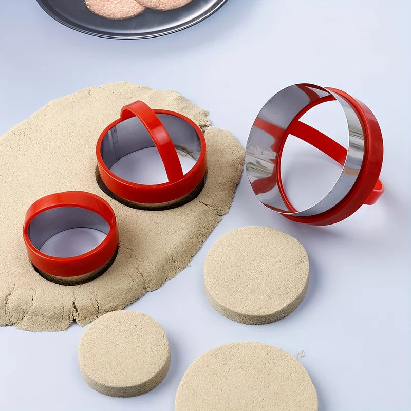 3Pcs Circular Stainless Steel Cookie Cutter Set for Baking and Pastry