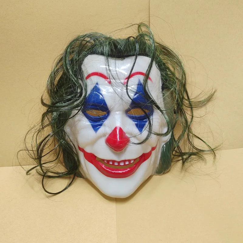Halloween Joker Mask with Green Hair Scary Costume Prop