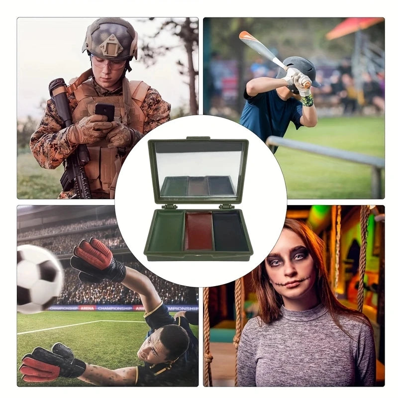 Three-Color Camouflage Face Painting Kit - Tactical Outdoor Disguise Makeup