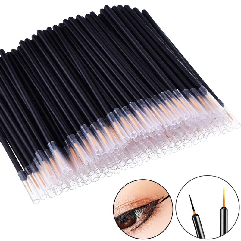 Eyeliner Brushes Set - Makeup Applicator for Eyeshadow and Lash Art, 50/100pcs