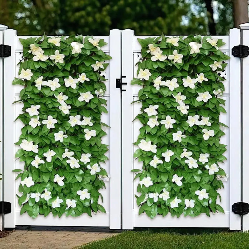 Artificial Privacy Fence Screen with Flower Pattern - Expandable Garden Divider - Outdoor & Balcony Decor