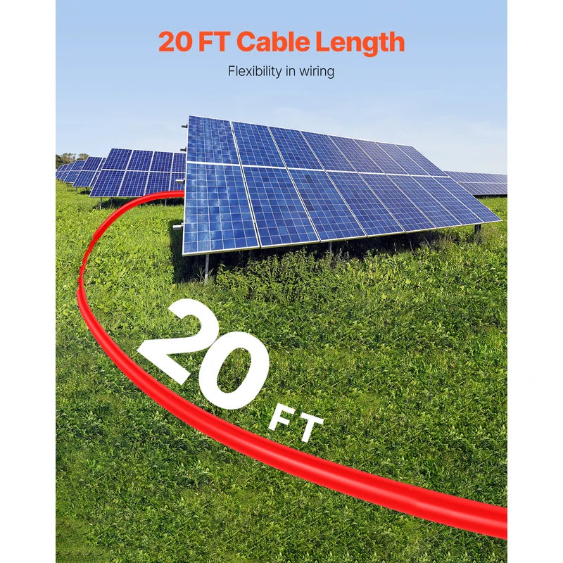 Solar Panel Extension Cable 20FT-100FT Waterproof 10AWG PV Power Cord