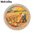 Starry Night and Reaper Brooch Pins for Women Men - Round Picture Jewelry Gift Set