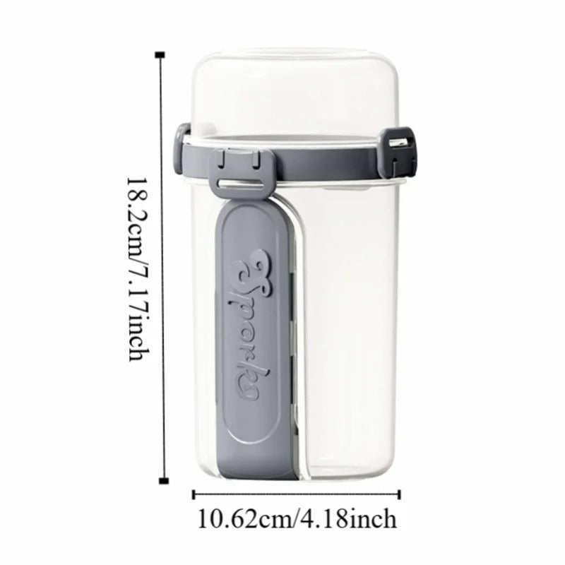 Yogurt Parfait Cups with Spoon & Fork, 800-1000ml Food-Grade Double-Layer Bottle