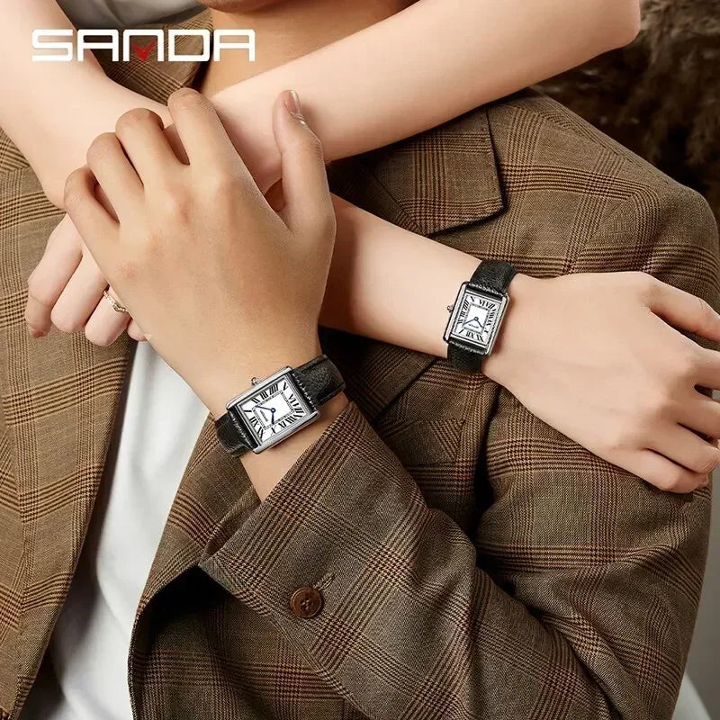 Luxury Couple Quartz Watches Waterproof Scratch-Resistant Leather Strap