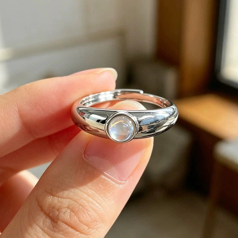 Moonstone Adjustable Finger Ring for Women Girl Jewelry Gift Party Daily