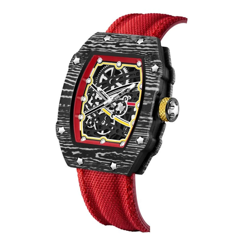 Trendy Ultra-Thin Wine Barrel Shaped Nylon Belt Quartz Watch - Fashionable Timepiece