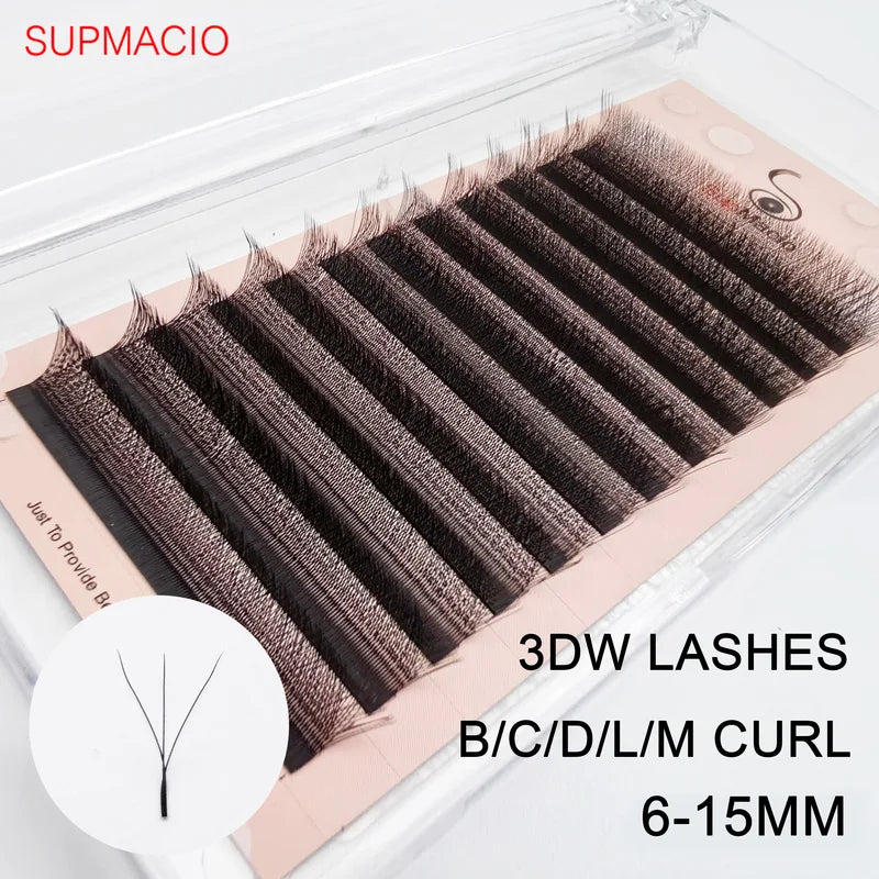 3D W Shape Eyelash Extensions Kit - Soft, Fluffy, Curling Ready-Made Bundles