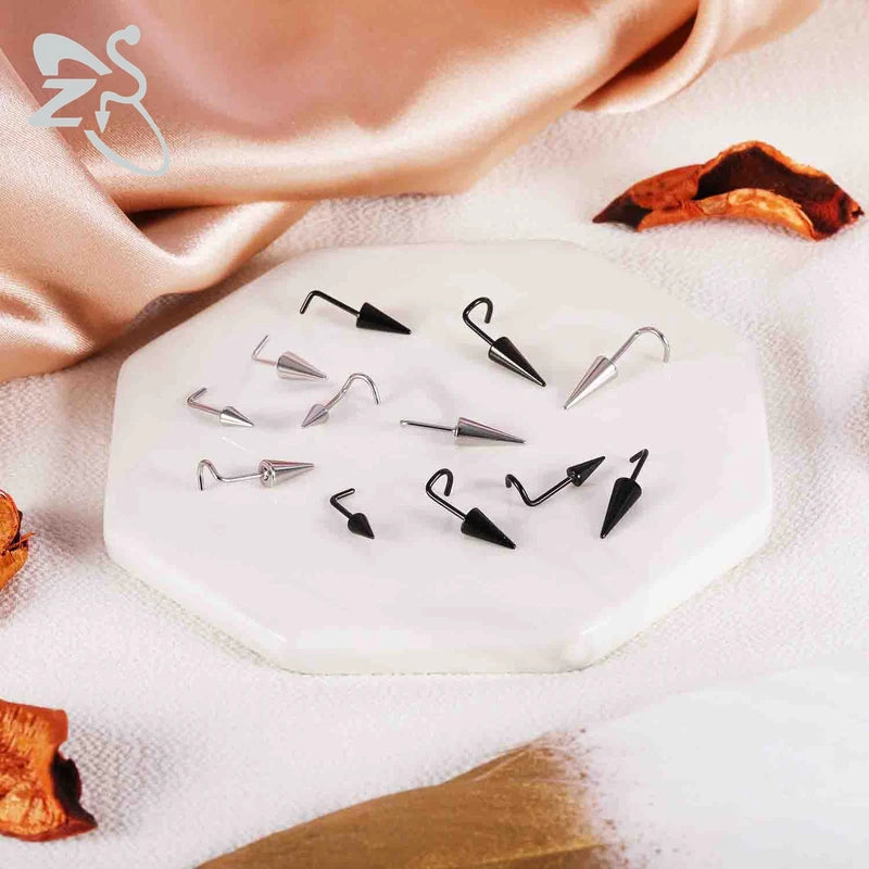 Stainless Steel Nose Piercing Studs Men Women Spike Cones 6-10MM Body Jewelry