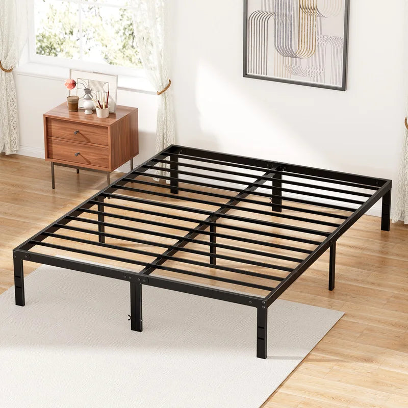 Heavy Duty Metal Bed Frame with Storage Space - Supports Up to 350LBS, Multiple Sizes