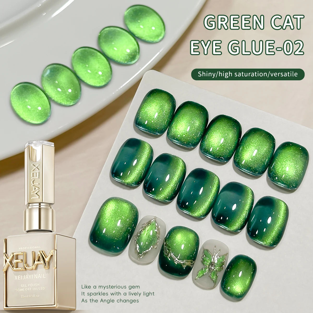 15ml Snow Pear Crushed Ice Cat Eye Gel Nail Polish - UV/LED Quick-Dry Nail Art