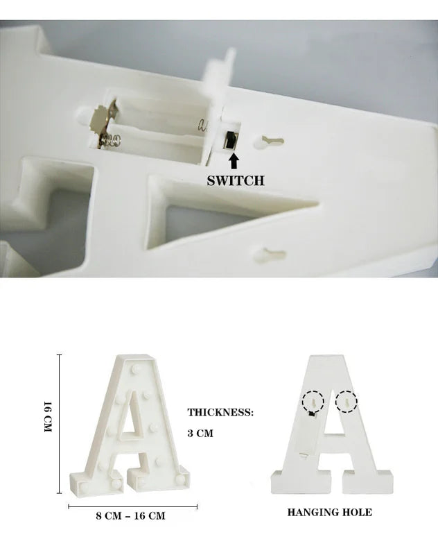 16cm LED Letter Light for Home Decor Battery Operated Warm Lighting