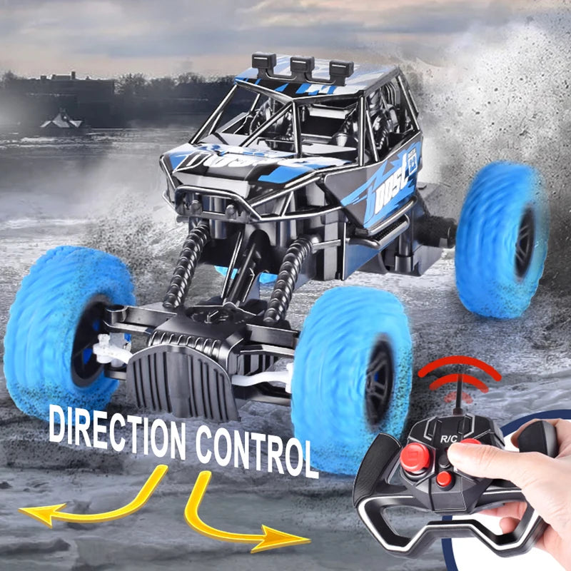 Remote Control Off-Road Car with Colorful Flashing Lights and Rubber Wheels - Suitable for Kids